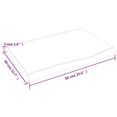 vidaXL Stenska polica svetlo rjava 60x40x(2-4) cm trdna hrastovina