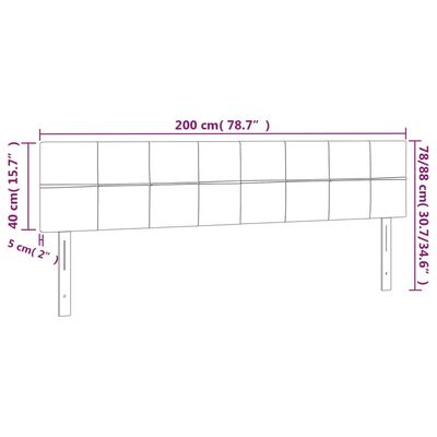 vidaXL LED posteljno vzglavje temno zeleno 200x5x78/88 cm žamet