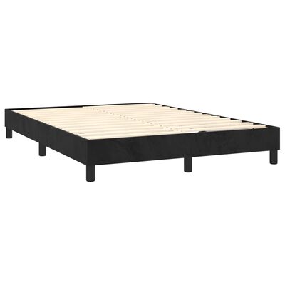 vidaXL Box spring postelja z vzmetnico črna 140x200 cm žamet