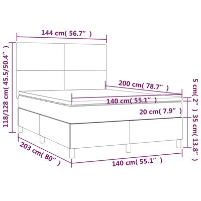 vidaXL Box spring postelja z vzmetnico temno rjava 140x200 cm blago