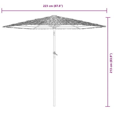 vidaXL Vrtni senčnik z LED in z jeklenim drogom rjav 223x223x213 cm