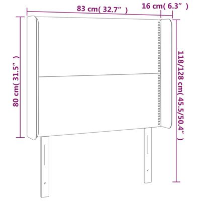 vidaXL Vzglavje z ušesi temno sivo 83x16x118/128 cm žamet