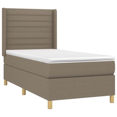 vidaXL Box spring postelja z vzmetnico LED taupe 100x200 cm blago