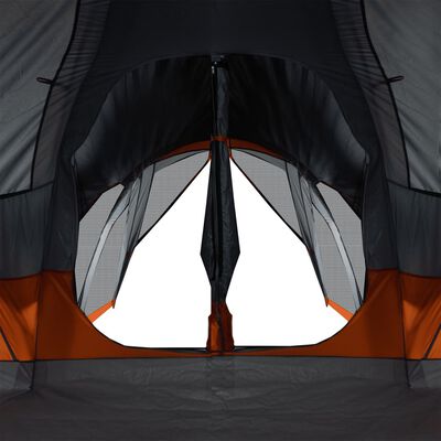vidaXL Družinski šotor tipi za 8 oseb siv in oranžen vodoodporen