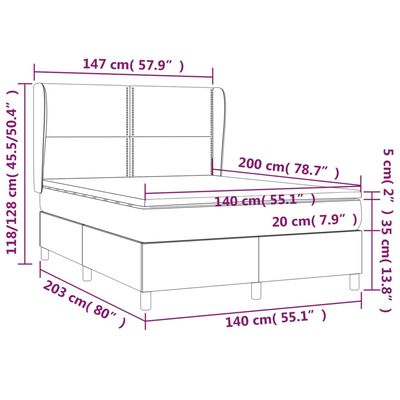 vidaXL Box spring postelja z vzmetnico črn 140x200 cm umetno usnje