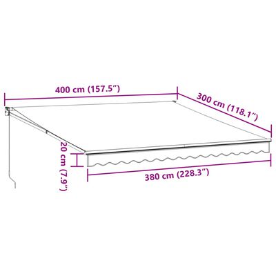 vidaXL Ročno zložljiva tenda rjava 400x300 cm