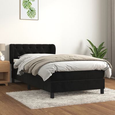 vidaXL Box spring postelja z vzmetnico črna 80x200 cm žamet