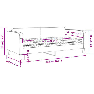 vidaXL Dnevna postelja z vzmetnico taupe 90x200 cm blago