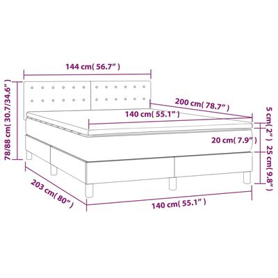 vidaXL Box spring postelja z vzmetnico kapučino 140x200cm umetno usnje