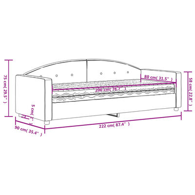 vidaXL Dnevna postelja z vzmetnico rumena 80x200 cm žamet