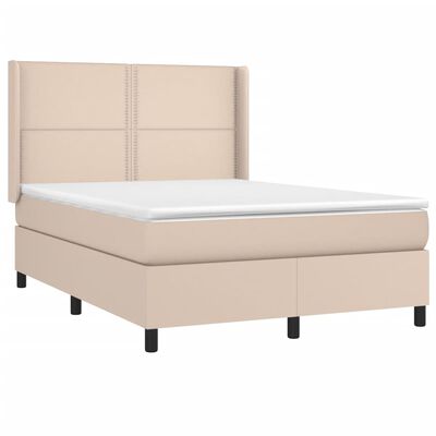 vidaXL Box spring postelja z vzmetnico kapučino 140x200cm umetno usnje