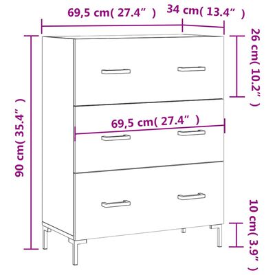 vidaXL Komoda dimljeni hrast 69,5x34x90 cm inženirski les