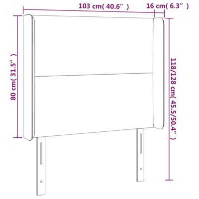 vidaXL LED posteljno vzglavje modro 103x16x118/128 cm blago