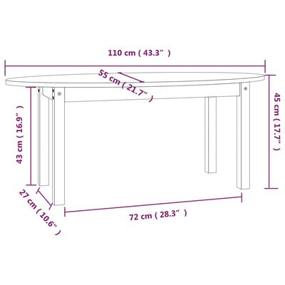 vidaXL Klubska mizica črna 110x55x45 trdna borovina