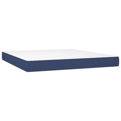 vidaXL Box spring postelja z vzmetnico modra 160x200 cm blago