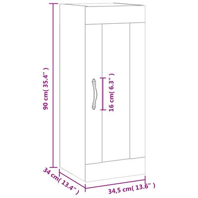 vidaXL Stenska omarica siva sonoma 34,5x34x90 cm