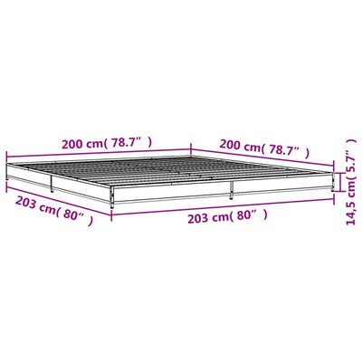 vidaXL Posteljni okvir rjav hrast 200x200 cm inženirski les in kovina