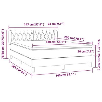 vidaXL Box spring postelja z vzmetnico modra 140x200 cm blago