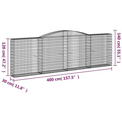 vidaXL Obokane gabion košare 5 kosov 400x30x120/140cm pocinkano železo