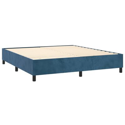 vidaXL Box spring postelja z vzmetnico temno modra 160x200 cm žamet