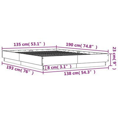 vidaXL Posteljni okvir rjav hrast 135x190 cm inženirski les