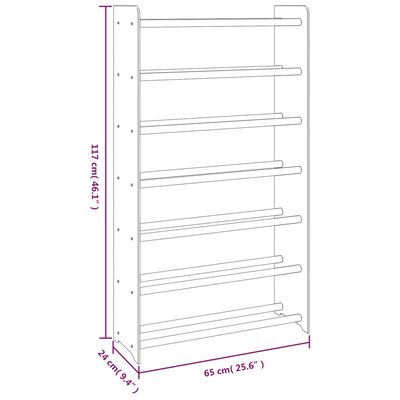 vidaXL Stojalo za čevlje rjavo 65x24x117 cm inženirski les