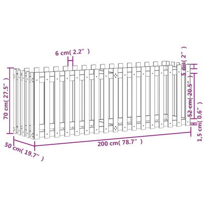 vidaXL Vrtna visoka greda z ograjico 200x50x70cm impregnirana borovina