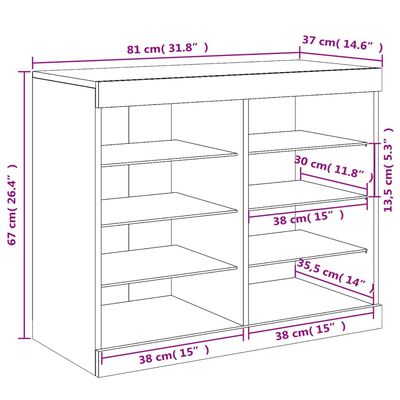 vidaXL Komoda z LED lučkami črna 81x37x67 cm