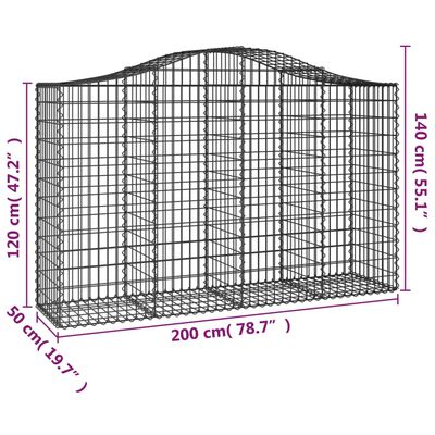 vidaXL Obokane gabion košare 2 kosa 200x50x120/140 cm pocinkano železo