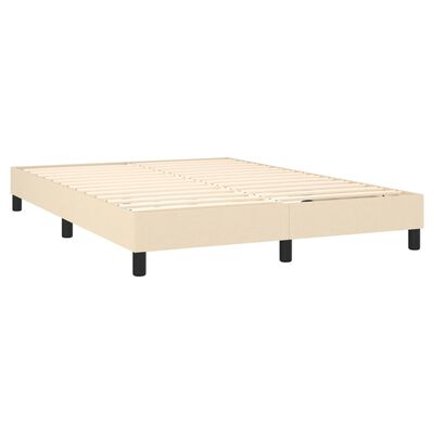 vidaXL Box spring postelja z vzmetnico krem 140x200 cm blago