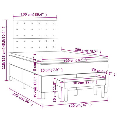 vidaXL Box spring postelja z vzmetnico črn 120x200 cm blago