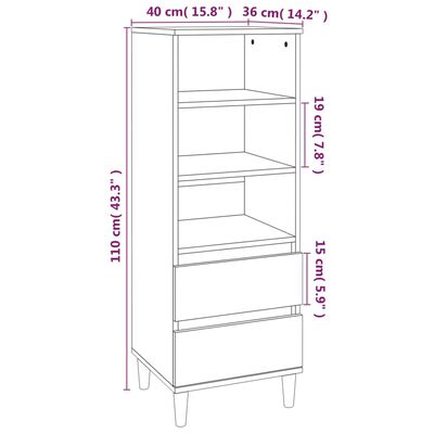 vidaXL Visoka omara Siva sonoma 40x36x110 cm inženirski les