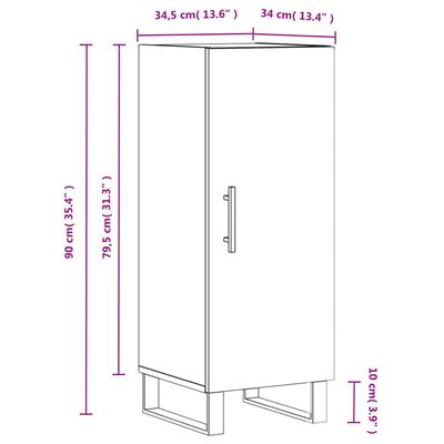 vidaXL Komoda visok sijaj bela 34,5x34x90 cm inženirski les