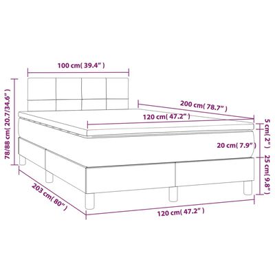 vidaXL Box spring postelja z vzmetnico moder 120x200 cm blago