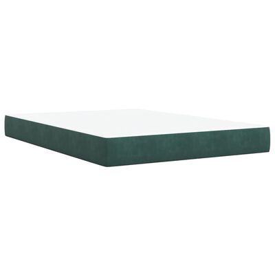 vidaXL Box spring postelja z vzmetnico temno zelen 140x190 cm žamet