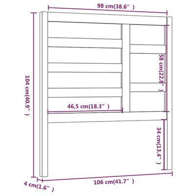 vidaXL Posteljno vzglavje sivo 106x4x104 cm trdna borovina