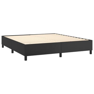 vidaXL Box spring postelja z vzmetnico črn 160x200 cm umetno usnje