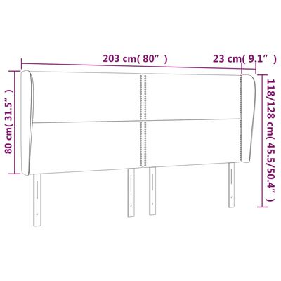 vidaXL Vzglavje z ušesi temno zeleno 203x23x118/128 cm žamet