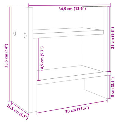 vidaXL Organizator za pisalno mizo črn 34,5x15,5x35,5 cm