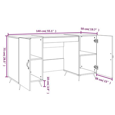 vidaXL Pisalna miza siva sonoma 140x50x75 cm inženirski les