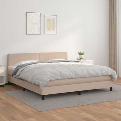 vidaXL Box spring postelja z vzmetnico kapučino 180x200cm umetno usnje