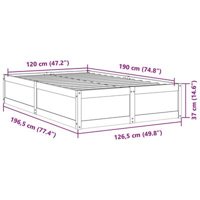 vidaXL Posteljni okvir brez vzmetnice 120x190 cm trdna borovina