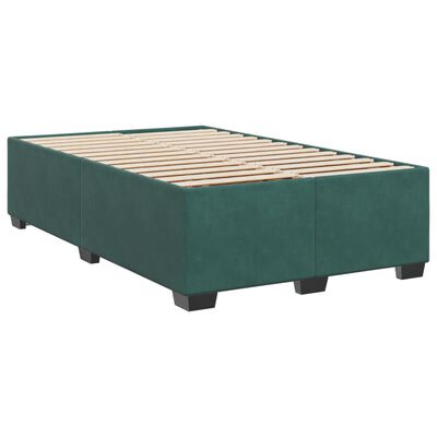 vidaXL Box spring postelja z vzmetnico temno zelena 120x200 cm žamet