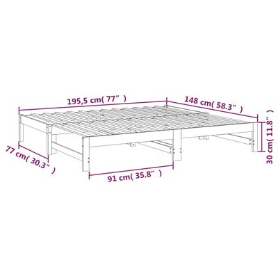 vidaXL Izvlečna dnevna postelja medeno rjava 2x(75x190) cm borovina