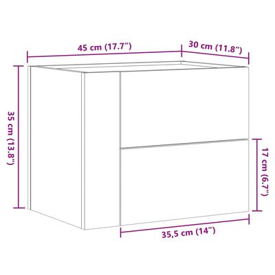 vidaXL Stenska nočna omarica 2 kosa Črna 45x30x35 cm