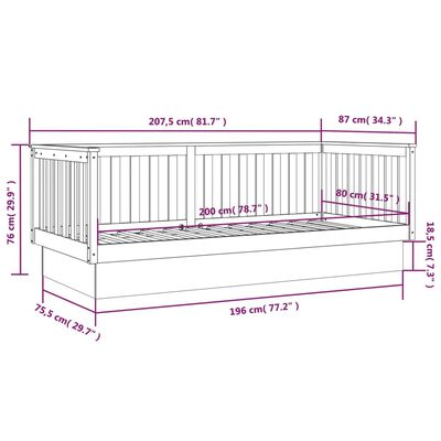 vidaXL Izvlečna postelja brez vzmetnice bela 80x200 cm trdna borovina