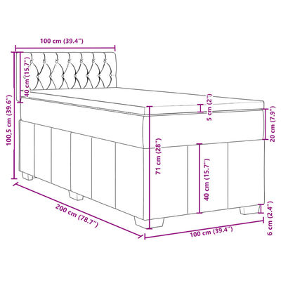 vidaXL Box spring postelja z vzmetnico krem 100x200 cm blago