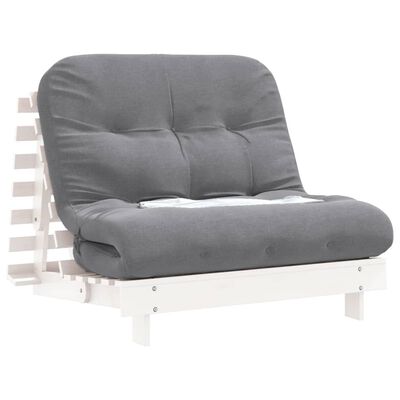 vidaXL Futon z ležiščem bela 100x206x11 cm trdna borovina