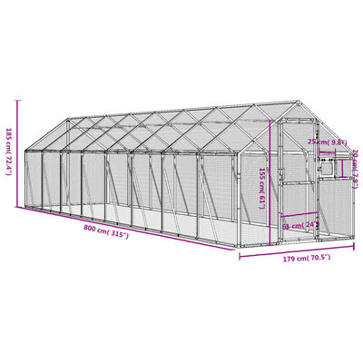 vidaXL Ptičnica antracitna 1,79x8x1,85 m aluminij