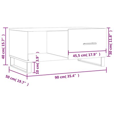 vidaXL Klubska mizica sonoma hrast 90x50x40 cm konstruiran les